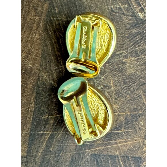 Christian Dior Gold-Tone Clip-On Earrings With Faux Pearls Rhinestones Teardrop - Picture 4 of 6